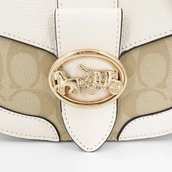 Coach Women's Georgie Saddle Bag in Signature Canvas White Size OS - Picture 7 of 11